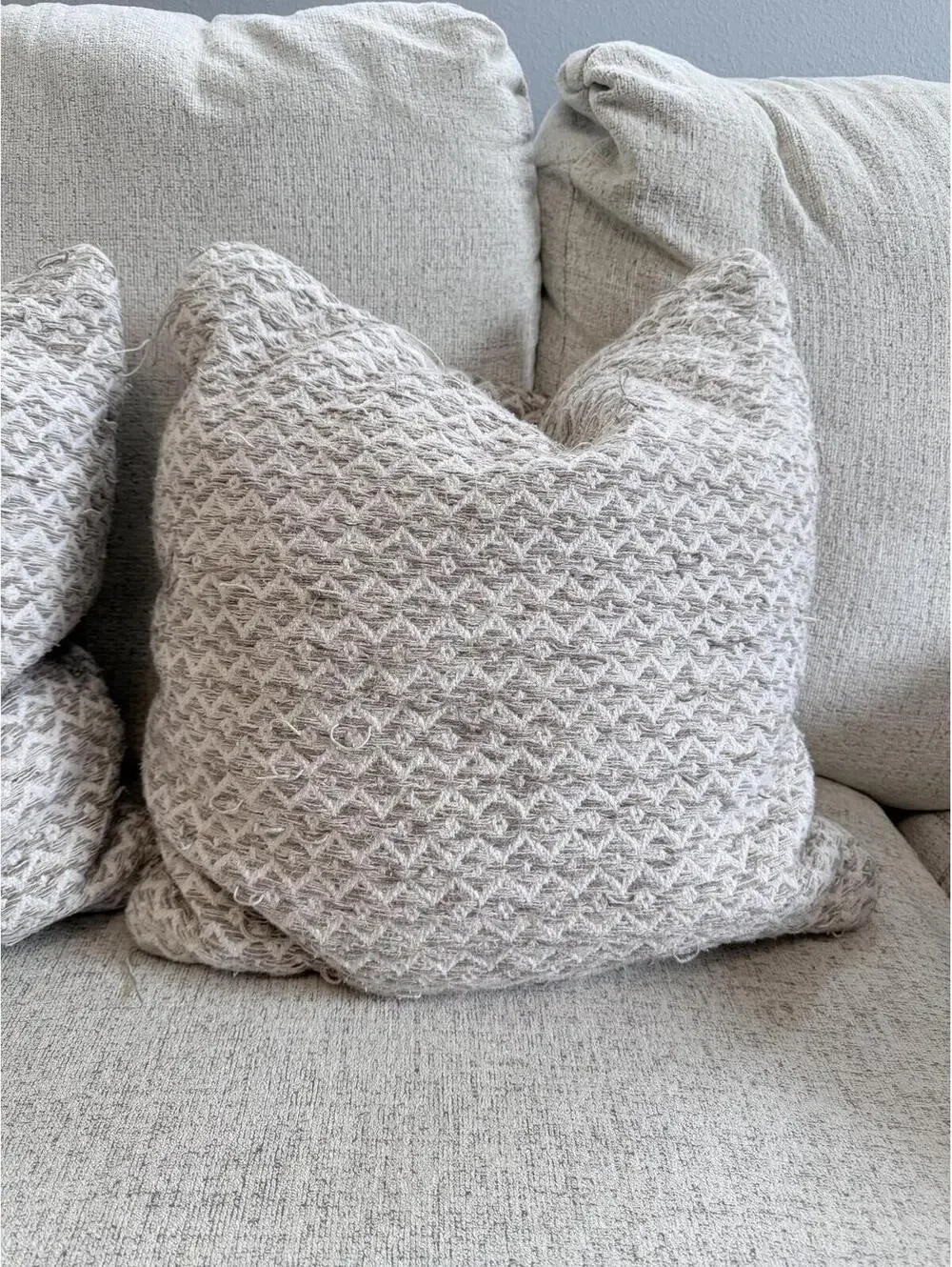 Set of 2 Decorative Beige Textured Throw Pillows